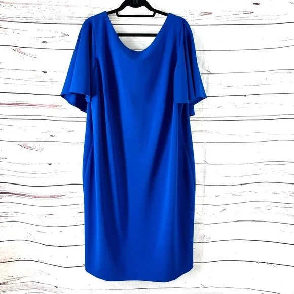 Calvin Klein | Dresses | Calvin Klein Dress Womens Plus Size 22w Sheath Flutter Sleeves Blue | Poshmark Calvin Klein | Dresses | Calvin Klein Dress Womens Plus Size 22w Sheath Flutter Sleeves Blue | Poshmark